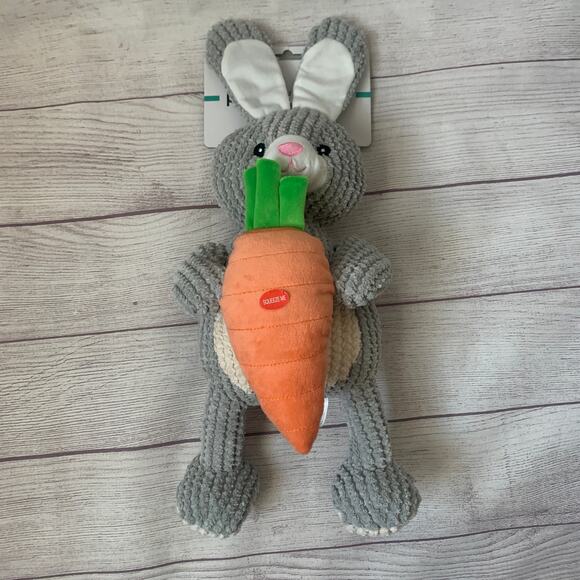 Patchwork Pet Bunny Rabbit and Carrot Dog Toy Crinkle Squeak Grunt Fetch 19"L - Picture 15 of 16